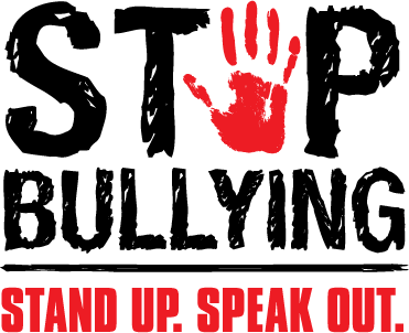 stop bullying: stand up. speak out (+hand print image)